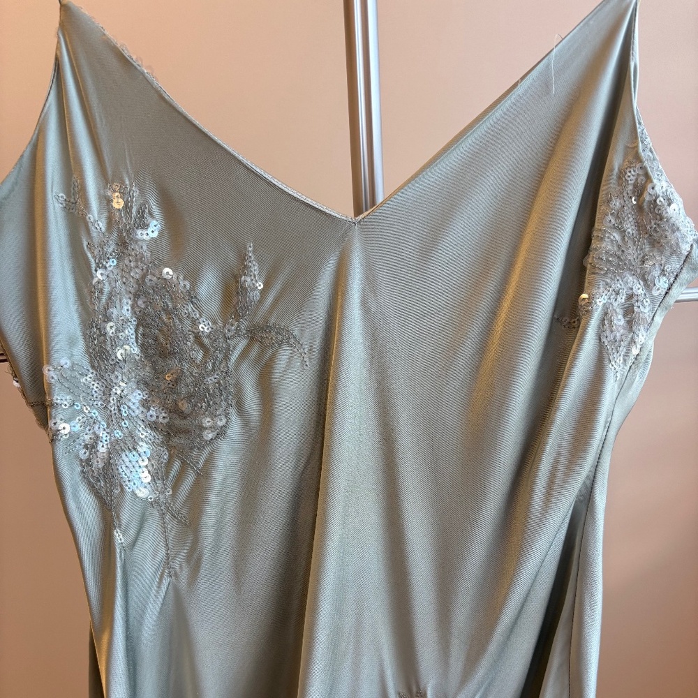 Astrid satin sage sequin flower applique dress size 4